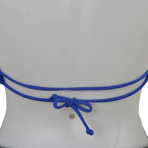 Victoria’s Secret Fabulous  Blue Padded Push Up Bikini Top Swim Ruffles Size 32B - Picture 10 of 13